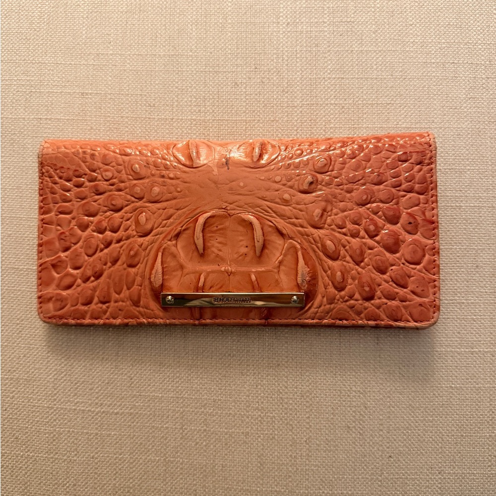 Brahmin Orange Croc-Embossed Continental Wallet